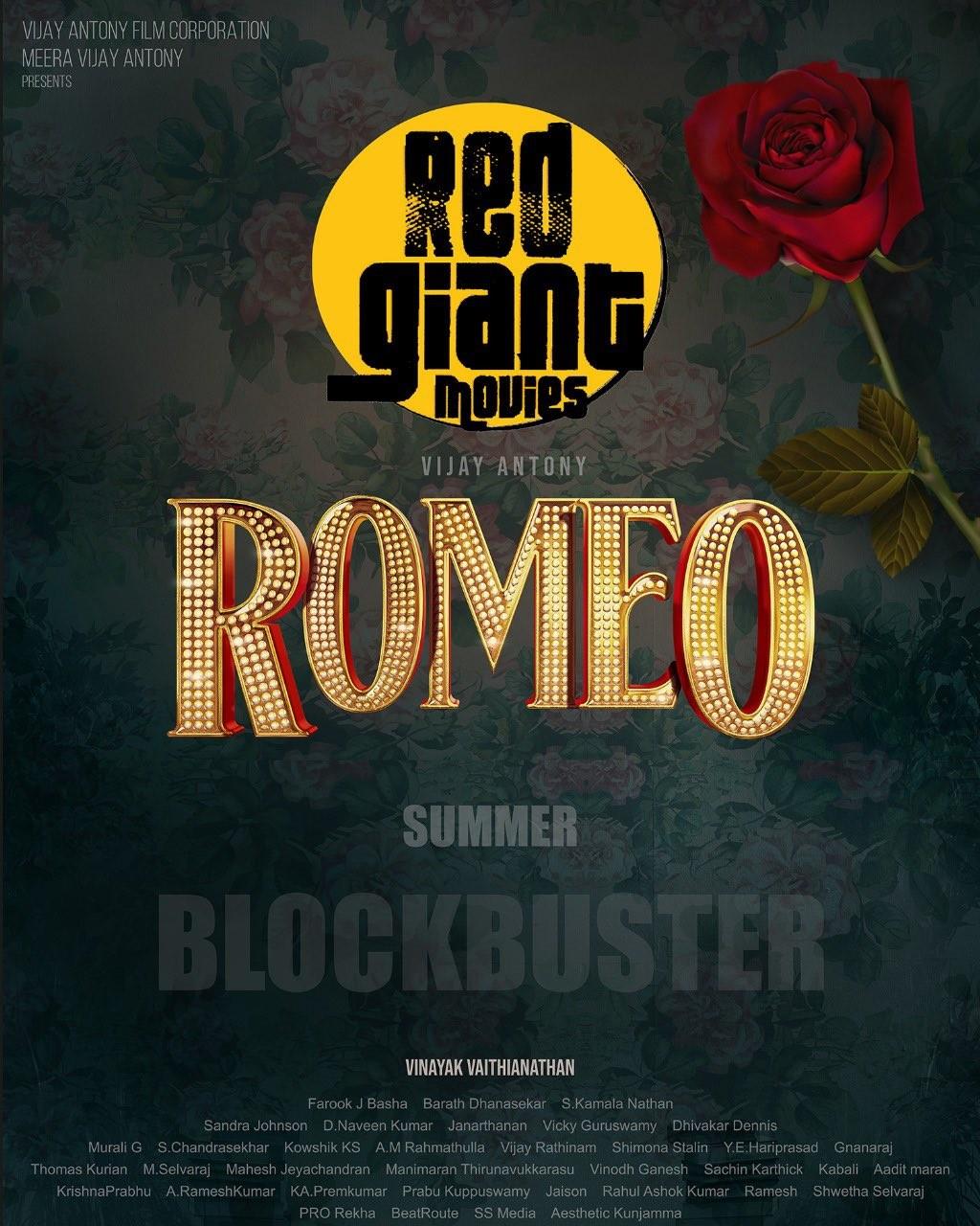 Red Giant Movies acquires Vijay Antony's Romeo Tamil Movie, Music Reviews and News